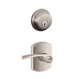 Schlage Merano Single Cylinder Keyed Entry Door Lever Set and Deadbolt Combo with Greenwich Rose