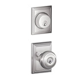 Schlage Georgian Single Cylinder Keyed Entry Door Knob Set and Addison Deadbolt Combo with Addison Rose