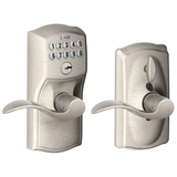 Schlage Camelot Keypad Entry with Flex-Lock Door Lever Set with Accent Interior Lever