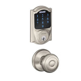 Schlage Connect Camelot Touchscreen Electronic Deadbolt with Z-Wave Plus Technology and Passage Georgian Knob