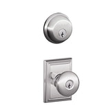 Schlage Plymouth Single Cylinder Keyed Entry Door Knob Set and Deadbolt Combo with Addison Rose