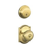 Schlage Plymouth Single Cylinder Keyed Entry Door Knob Set and Deadbolt Combo with Camelot Rose