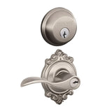 Schlage Accent Single Cylinder Keyed Entry Door Lever Set and Deadbolt Combo with Brookshire Rose