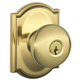 Schlage Residential F51A - Entry Lock - Plymouth Knob, C Keyway with 16211 Latch and 10063 Strike - Camelot Rose