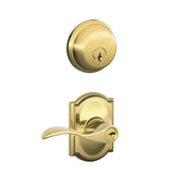 Schlage Accent Single Cylinder Keyed Entry Door Lever Set and Deadbolt Combo with Camelot Rose