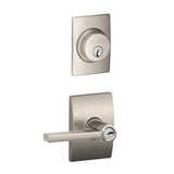 Schlage Latitude Single Cylinder Keyed Entry Door Lever Set and Century Deadbolt Combo with Century Rose