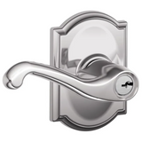 Schlage Flair Single Cylinder Keyed Entry Door Lever Set with Decorative Camelot Trim