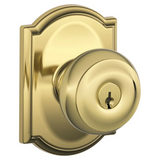 Schlage Residential F51A - Entry Lock - Georgian Knob, C Keyway with 16211 Latch and 10063 Strike - Camelot Rose