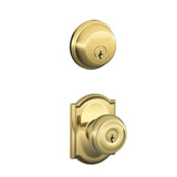 Schlage Georgian Single Cylinder Keyed Entry Door Knob Set and Deadbolt Combo with Camelot Rose