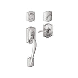 Schlage Camelot Right Handed Sectional Single Cylinder Keyed Entry Handleset with Accent Lever with Decorative Camelot Trim
