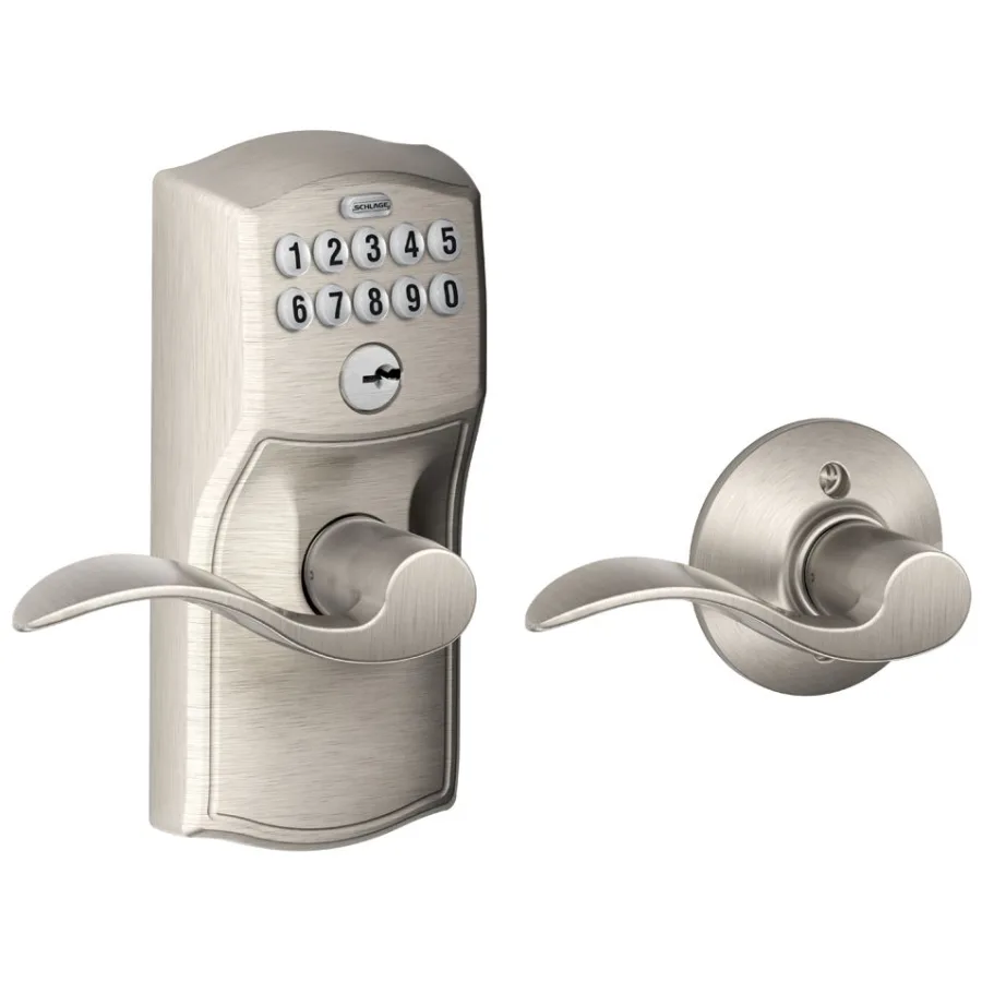 Schlage Camelot Keypad Entry with Auto-Lock Door Lever Set with Accent –  Golden Locks Inc