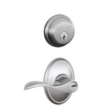 Schlage Accent Single Cylinder Keyed Entry Door Lever Set and Deadbolt Combo with Wakefield Rose