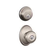 Schlage Georgian Single Cylinder Keyed Entry Door Knob Set and Deadbolt Combo with Wakefield Rose