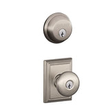 Schlage Plymouth Single Cylinder Keyed Entry Door Knob Set and Deadbolt Combo with Addison Rose