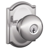 Schlage Residential F51A - Entry Lock - Plymouth Knob, C Keyway with 16211 Latch and 10063 Strike - Camelot Rose