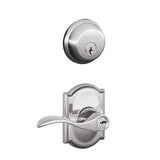 Schlage Accent Single Cylinder Keyed Entry Door Lever Set and Deadbolt Combo with Camelot Rose