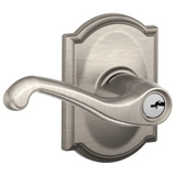 Schlage Flair Single Cylinder Keyed Entry Door Lever Set with Decorative Camelot Trim