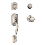 Schlage Double Cylinder Handleset with Plymouth Interior Knob from the F-Series Camelot Collection