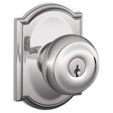 Schlage Residential F51A - Entry Lock - Georgian Knob, C Keyway with 16211 Latch and 10063 Strike - Camelot Rose