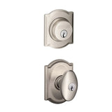 Schlage Siena Single Cylinder Keyed Entry Door Knob Set and Camelot Deadbolt Combo with Camelot Rose