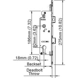 HOPPE MORTISE LOCK, MANUAL SINGLE POINT, 35MM BACKSET, 92MM PZ