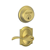 Schlage Accent Single Cylinder Keyed Entry Door Lever Set and Deadbolt Combo with Camelot Rose