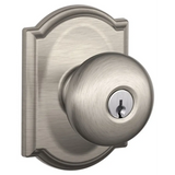 Schlage Residential F51A - Entry Lock - Plymouth Knob, C Keyway with 16211 Latch and 10063 Strike - Camelot Rose