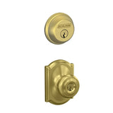 Schlage Georgian Single Cylinder Keyed Entry Door Knob Set and Deadbolt Combo with Camelot Rose