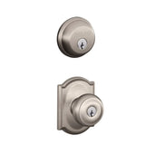 Schlage Georgian Single Cylinder Keyed Entry Door Knob Set and Deadbolt Combo with Camelot Rose