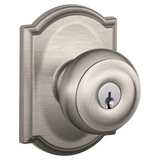 Schlage Residential F51A - Entry Lock - Georgian Knob, C Keyway with 16211 Latch and 10063 Strike - Camelot Rose