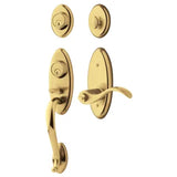 Baldwin Right Handed Landon Double Cylinder Two Point Handleset with Wave Interior Lever