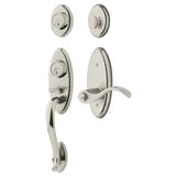 Baldwin Left Handed Landon Double Cylinder Two Point Handleset with Wave Interior Lever