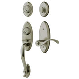 Baldwin Right Handed Landon Double Cylinder Two Point Handleset with Wave Interior Lever