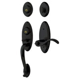 Baldwin Right Handed Landon Double Cylinder Two Point Handleset with Wave Interior Lever