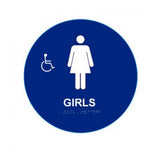 Cal-Royal GHS4 Girls Sign Raised and Braille 12" Circle, Finish-Blue