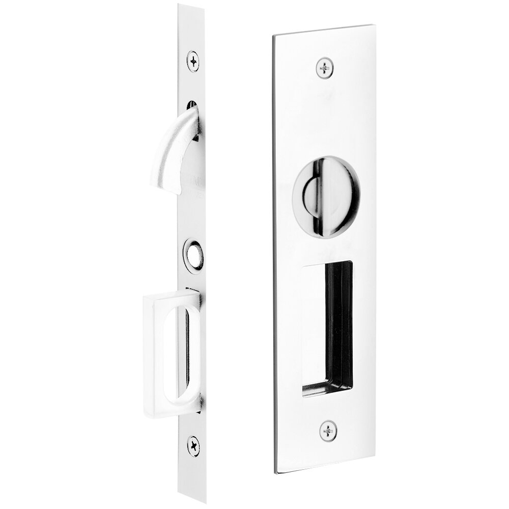Emtek Keyed Pocket Door Mortise Lock - Narrow Modern Rectangular
