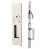 Emtek Keyed Pocket Door Mortise Lock - Narrow Modern Rectangular