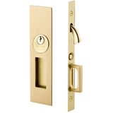 Emtek Keyed Pocket Door Mortise Lock - Narrow Modern Rectangular