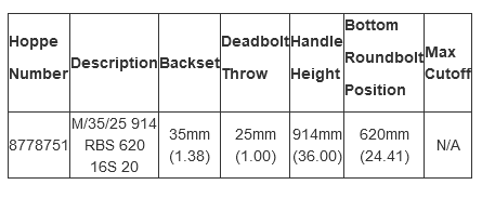 Hoppe Multipoint 1.38" Backset Manual Gear with Roundbolt/ Shootbolt Bottom Extension